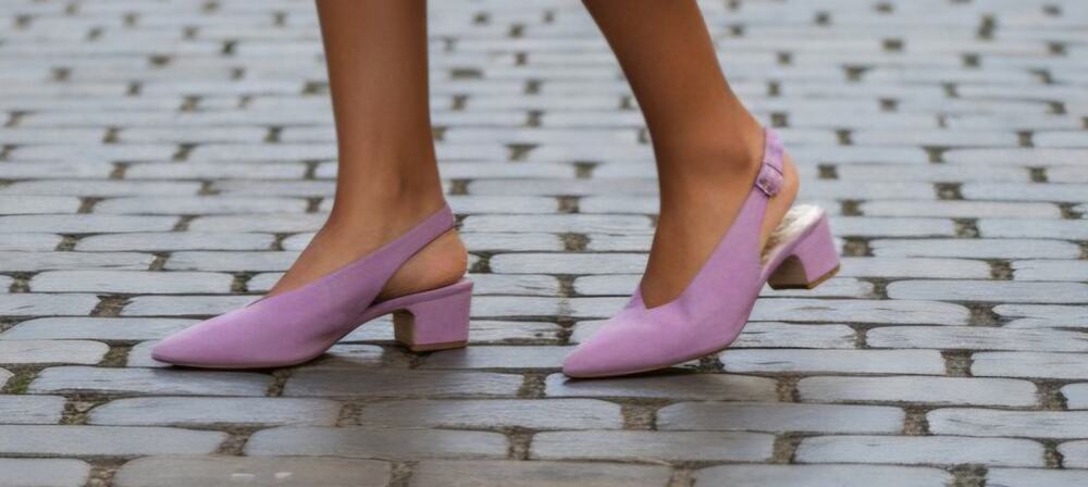 Boden 40.5 purple suede strap back block heel point toe shoes sz 9.5 new